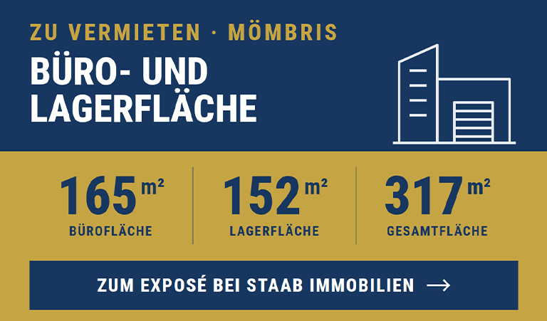 Büro- und Lagerfläche in Mömbris zu vermieten – 165 m² Büro, 152 m² Lager, 317 m² gesamt